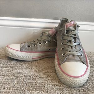 Silver satin women’s converse size 7